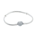 PANDORA Moments Sparkling Sterling Silver Charm Bracelet With Heart Pave Clasp - 6.9 Inches