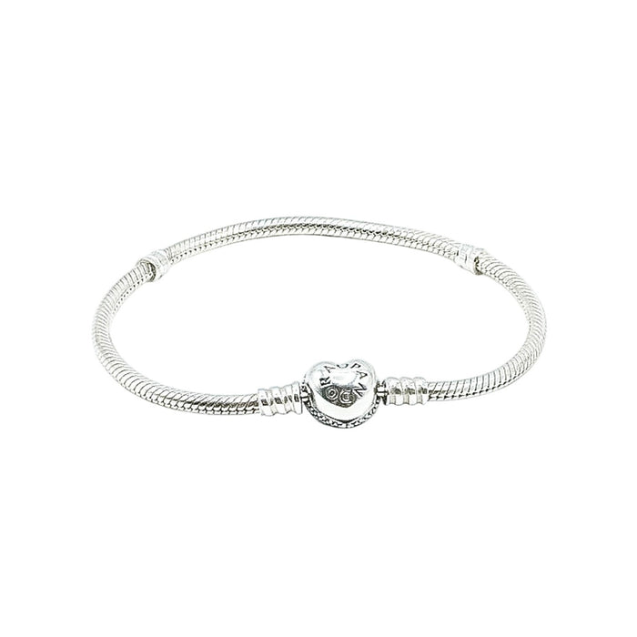 PANDORA Moments Sparkling Sterling Silver Charm Bracelet With Heart Pave Clasp - 7.9 Inches