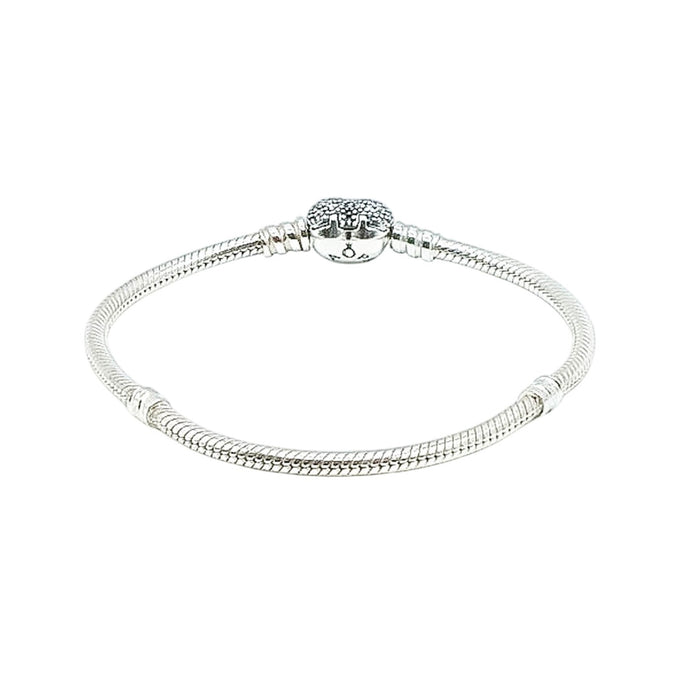 PANDORA Moments Sparkling Sterling Silver Charm Bracelet With Heart Pave Clasp - 6.9 Inches