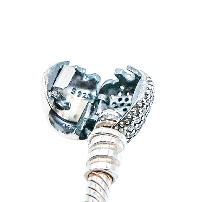 PANDORA Moments Sparkling Sterling Silver Charm Bracelet With Heart Pave Clasp - 7.9 Inches