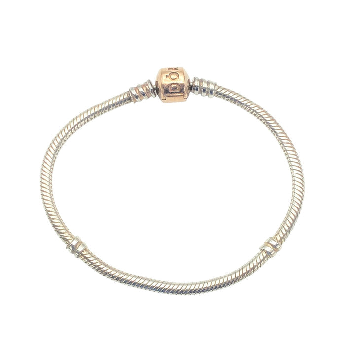 Pandora Moments Sterling Silver Charm Bracelet With 14K Rose Gold Plated Clasp - 7.1 Inches
