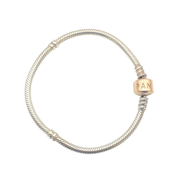 Pandora Moments Sterling Silver Charm Bracelet With 14K Rose Gold Plated Clasp - 7.1 Inches