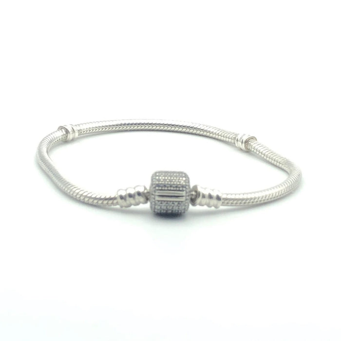 Pandora Moments Sterling Silver Charm Bracelet With Sparkling Pave Clasp - 7.5 Inches