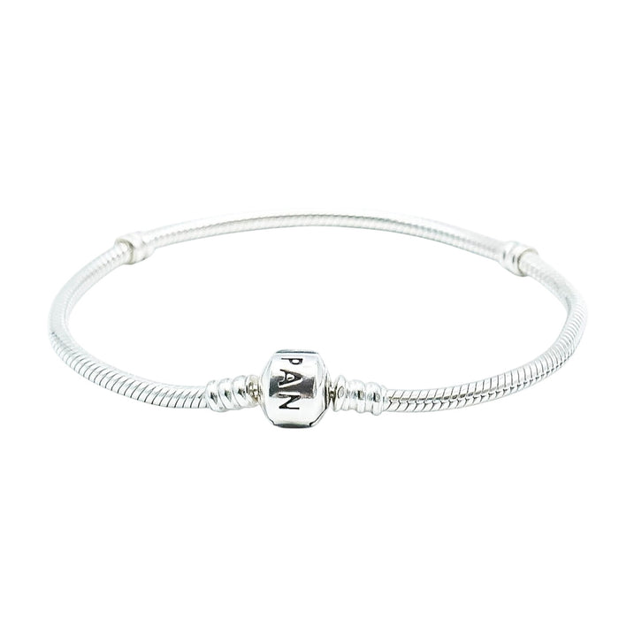 PANDORA Moments Sterling Silver Snake Chain Charm Bracelet With Pandora Clasp - 8.3 Inches