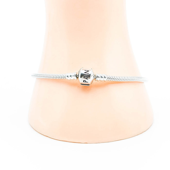 PANDORA Moments Sterling Silver Snake Chain Charm Bracelet With Pandora Clasp - 7.9 Inches