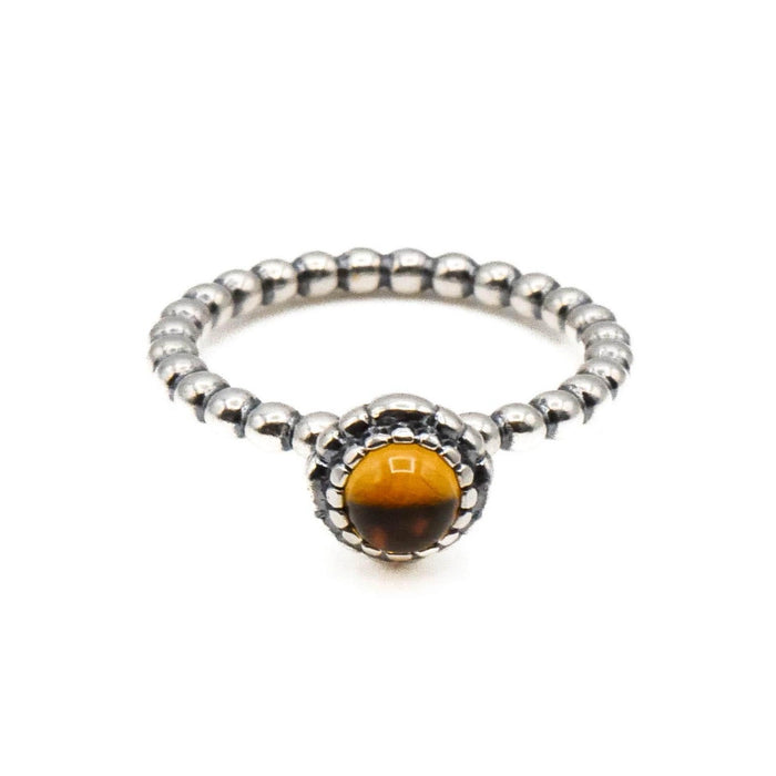 Pandora November Bloom Ring Size 7 Citrine Sterling Silver Stackable Retired