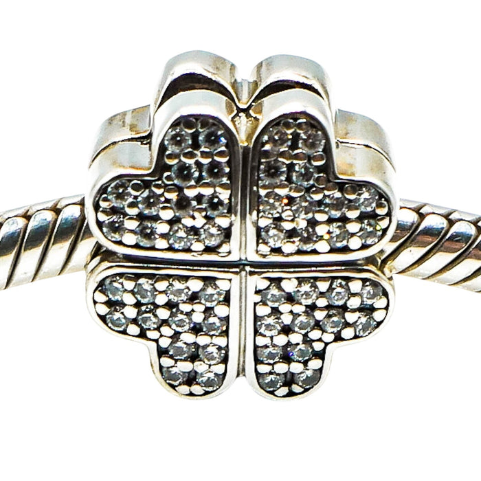 Pandora Petals of Love Sterling Silver Heart Flower Clip With Clear Zirconia