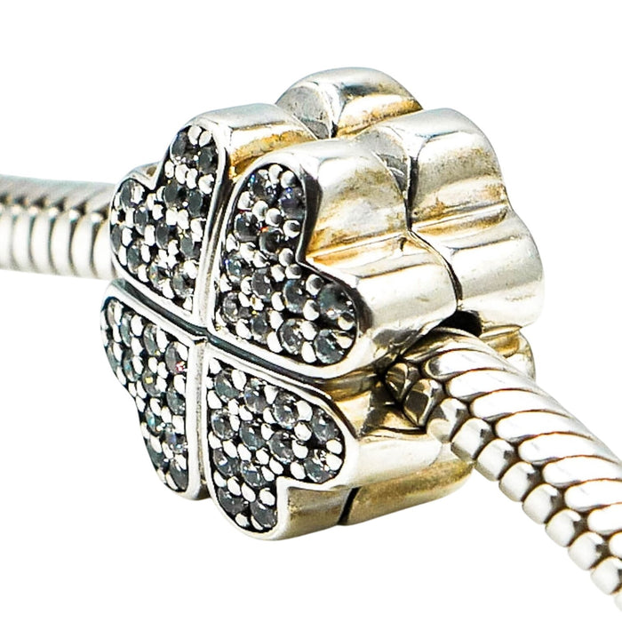 Pandora Petals of Love Sterling Silver Heart Flower Clip With Clear Zirconia