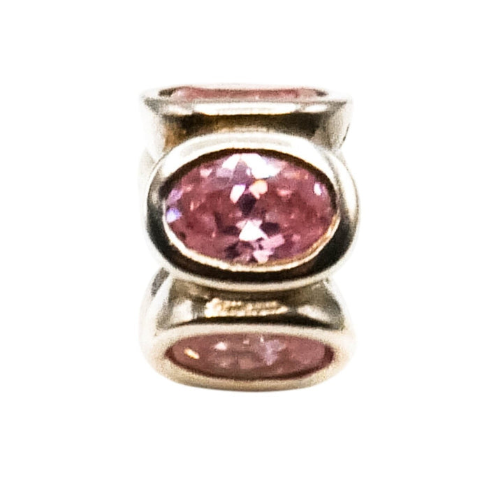 Pandora Pink Oval Lights Charm Sterling Silver Pink Zirconia Bead Retired
