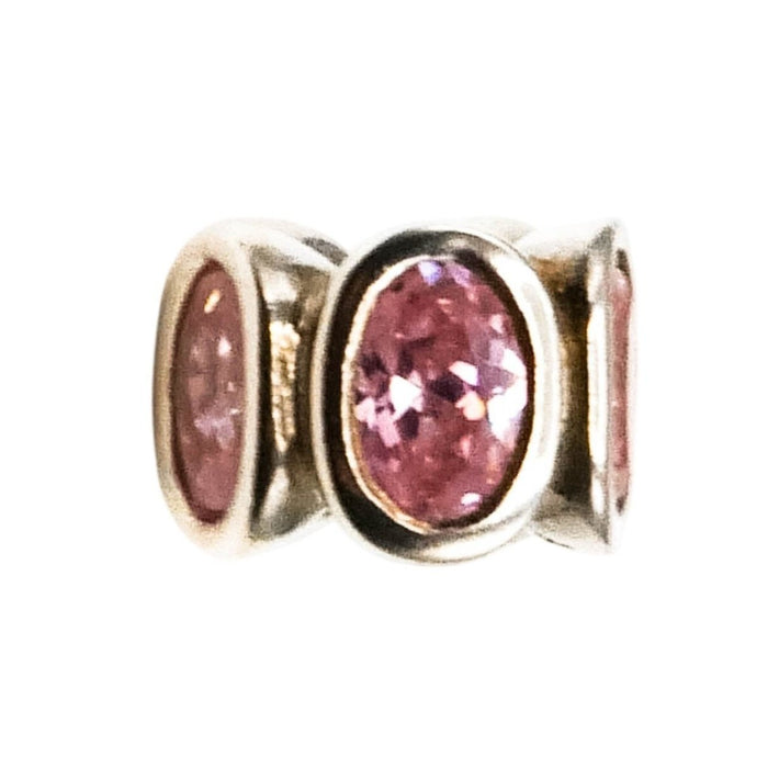 Pandora Pink Oval Lights Charm Sterling Silver Pink Zirconia Bead Retired