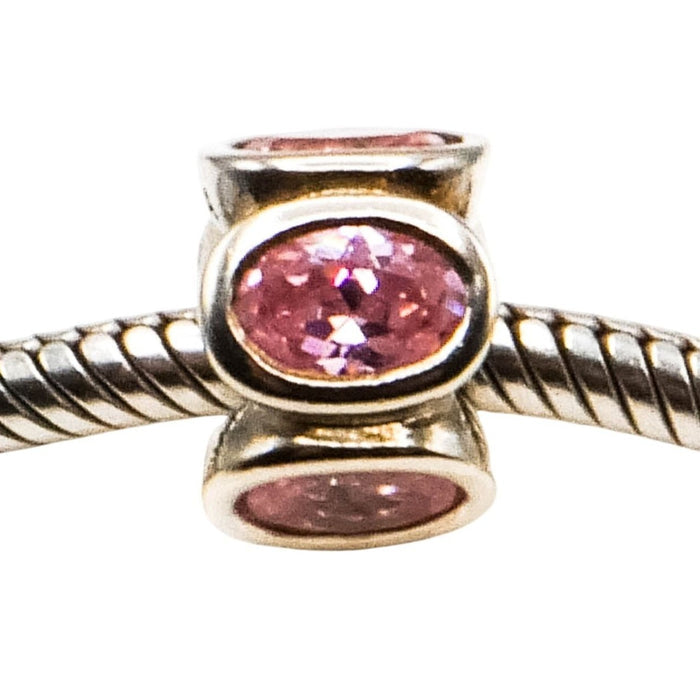 Pandora Pink Oval Lights Charm Sterling Silver Pink Zirconia Bead Retired