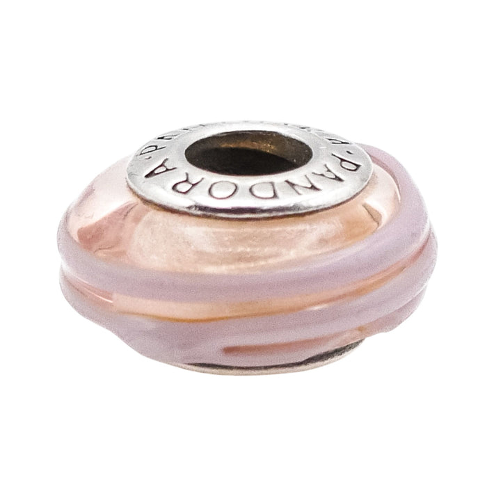 Pandora Pink Ribbon Murano Glass Sterling Silver Charm