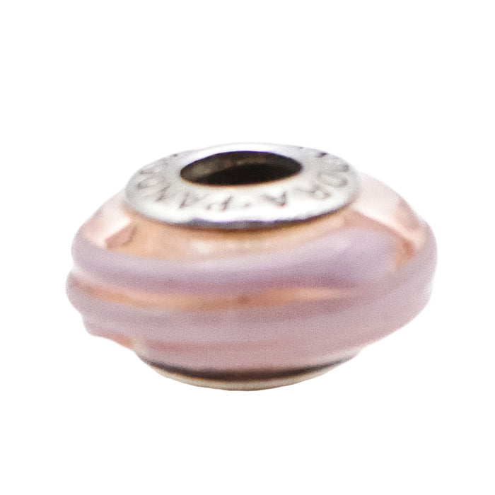 Pandora Pink Ribbon Murano Glass Sterling Silver Charm