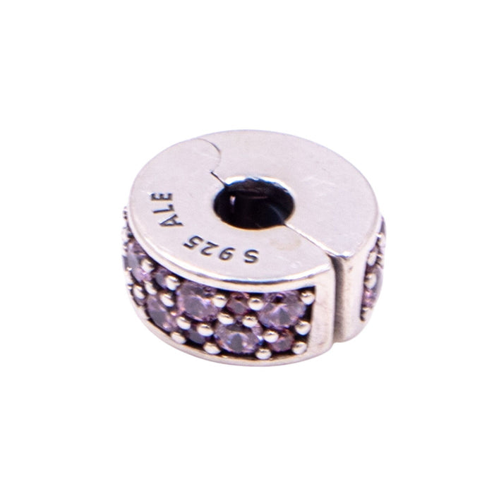 Pandora Pink Shining Elegance Sterling Silver Pink CZ Bangle Clip Charm