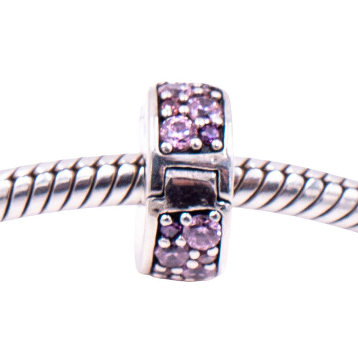 Pandora Pink Shining Elegance Sterling Silver Pink CZ Bangle Clip Charm