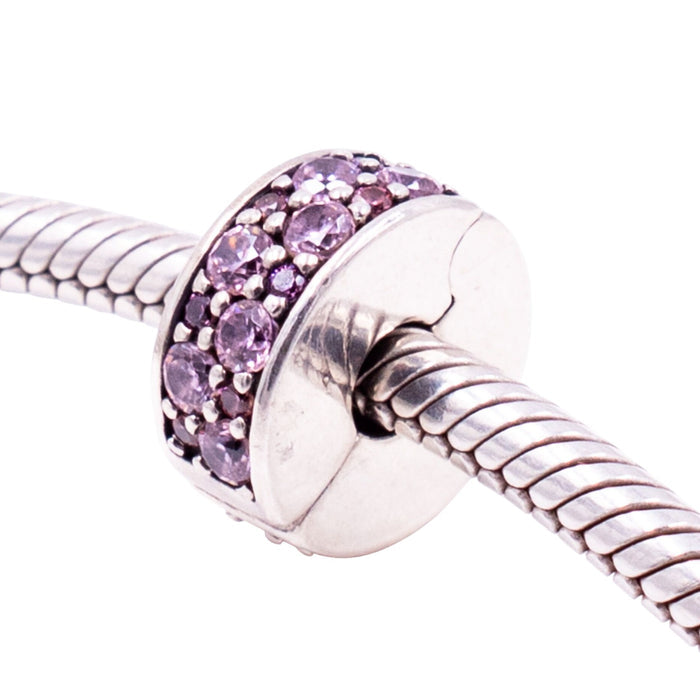 Pandora Pink Shining Elegance Sterling Silver Pink CZ Bangle Clip Charm