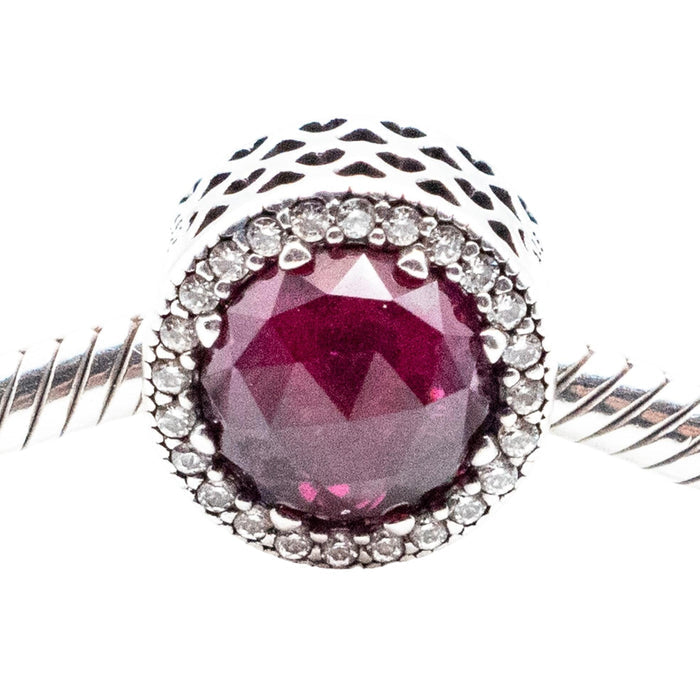Pandora Radiant Hearts Cerise Crystal Charm Sterling Silver Retired