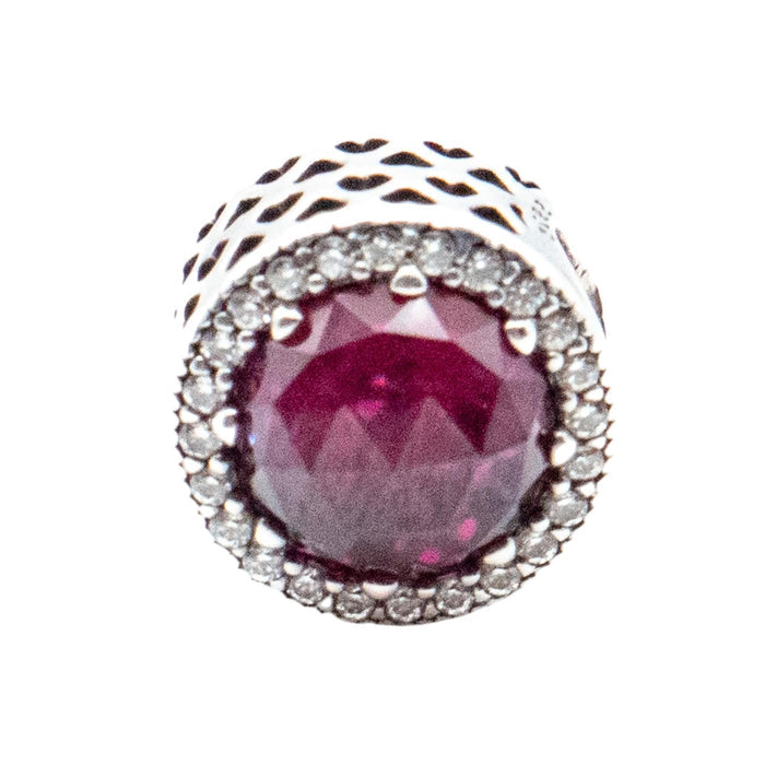 Pandora Radiant Hearts Cerise Crystal Charm Sterling Silver Retired