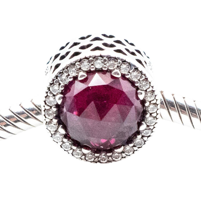 Pandora Radiant Hearts Cerise Crystal Charm Sterling Silver Retired