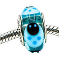 Pandora Rare Blue Ladybugs Murano Glass Bead Sterling Silver Charm