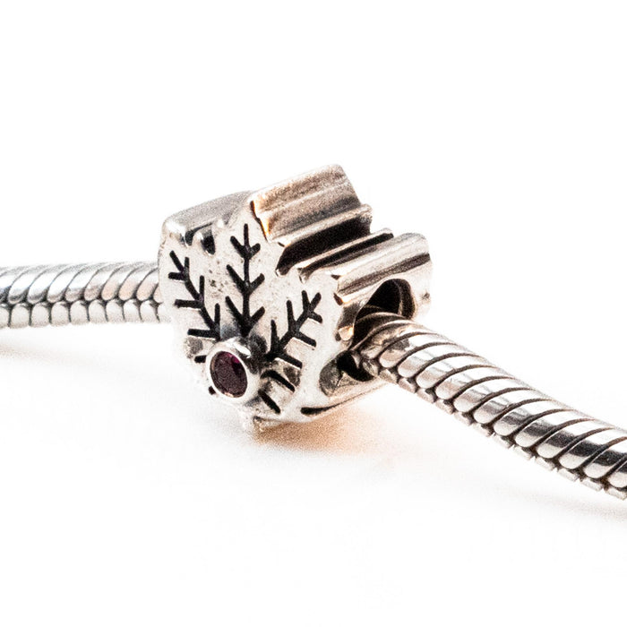 PANDORA Canadian Maple Leaf Sterling Silver Travel Charm With Synthetic Ruby