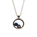 Pandora Rare Floating Locket Sterling Silver Necklace With London Blue & Heart Charm