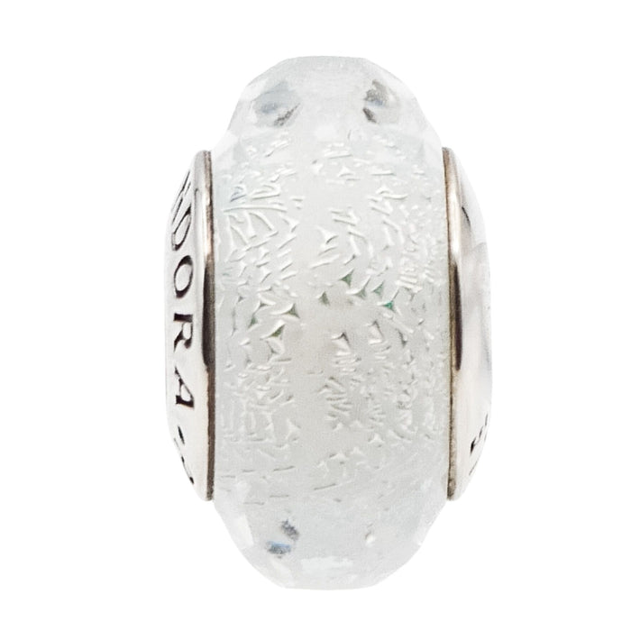 Pandora Rare Frosty Mint Shimmer Faceted Murano Glass Sterling Silver Charm Retired