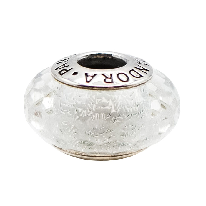 Pandora Rare Frosty Mint Shimmer Faceted Murano Glass Sterling Silver Charm Retired