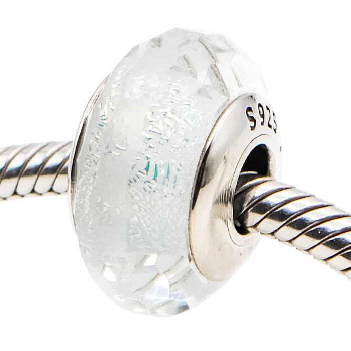 Pandora Rare Frosty Mint Shimmer Faceted Murano Glass Sterling Silver Charm Retired