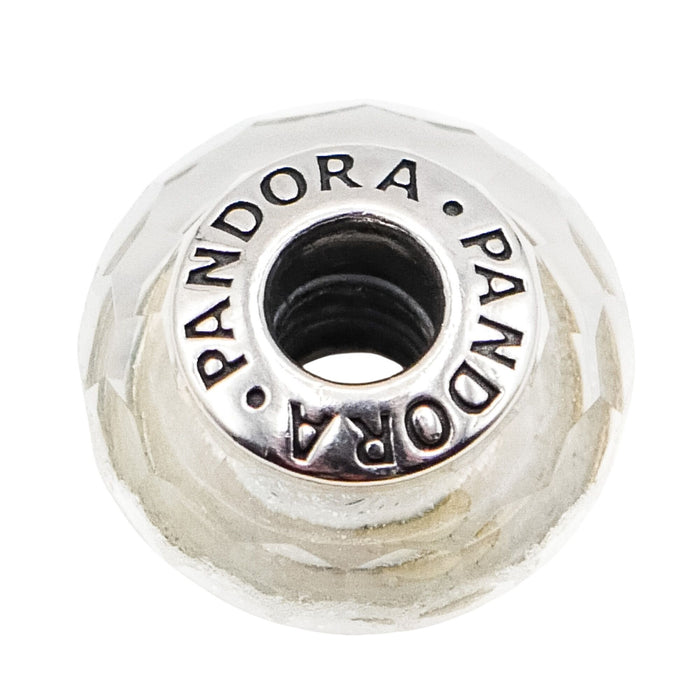Pandora Rare Frosty Mint Shimmer Faceted Murano Glass Sterling Silver Charm Retired