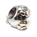 Pandora Rare Raised Flower Sterling Silver And 14K Gold Charm With Clear Zirconia