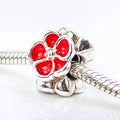 PANDORA RARE Red Poppy Sterling Silver Flower Charm 790897EN07 - Retired