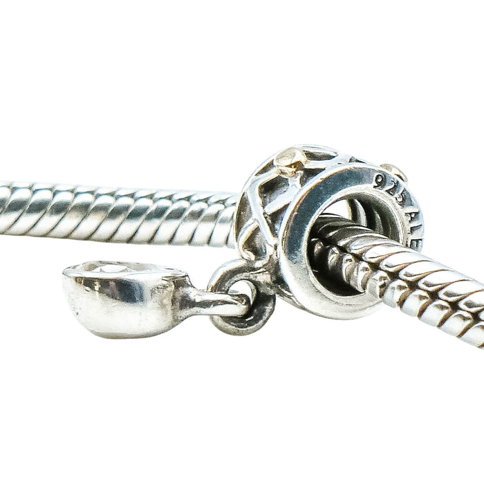 Pandora Rare Retired One World Health Sterling Silver 14K Gold CZ Dangle Charm