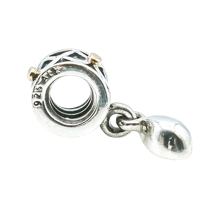 Pandora Rare Retired One World Health Sterling Silver 14K Gold CZ Dangle Charm