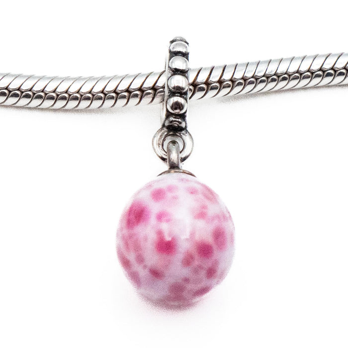 PANDORA Rare Retired Sterling Silver Speckled Beauty Pink Murano Glass