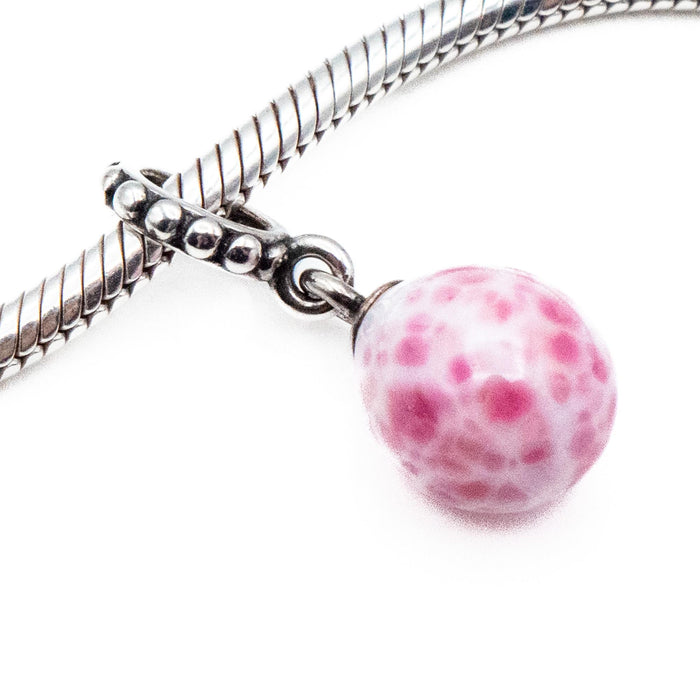 PANDORA Rare Retired Sterling Silver Speckled Beauty Pink Murano Glass