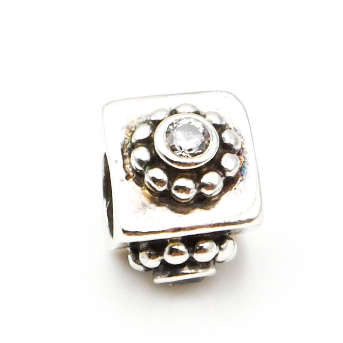 PANDORA RARE Sterling Silver Charm With Clear CZ