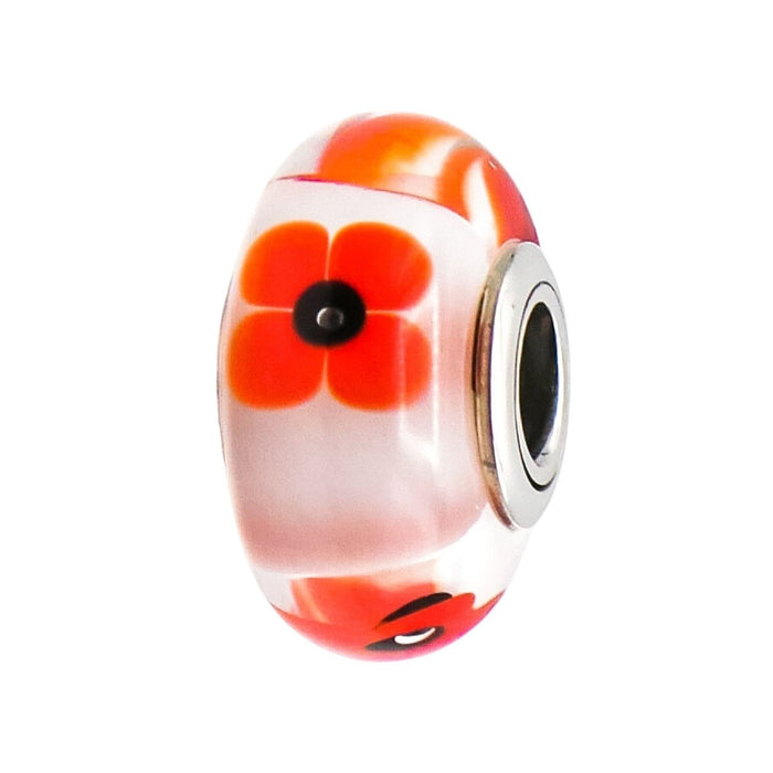 Pandora Rare Wild Flower Tribute Murano Glass Charm Sterling Silver Retired