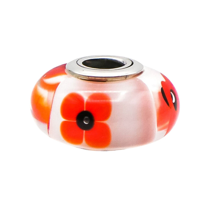 Pandora Rare Wild Flower Tribute Murano Glass Charm Sterling Silver Retired