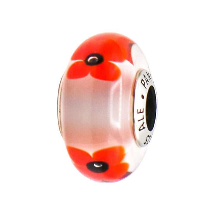 Pandora Rare Wild Flower Tribute Murano Glass Charm Sterling Silver Retired