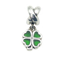 Pandora Retired Green Four Leaf Clover Sterling Silver Enamel Dangle Charm