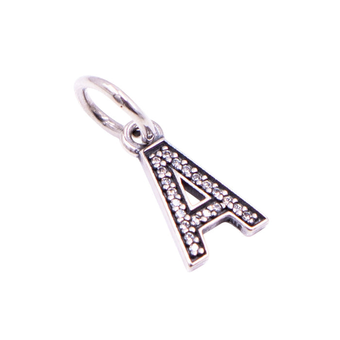 Pandora Retired Letter A Sterling Silver Clear CZ Initial Dangle Charm