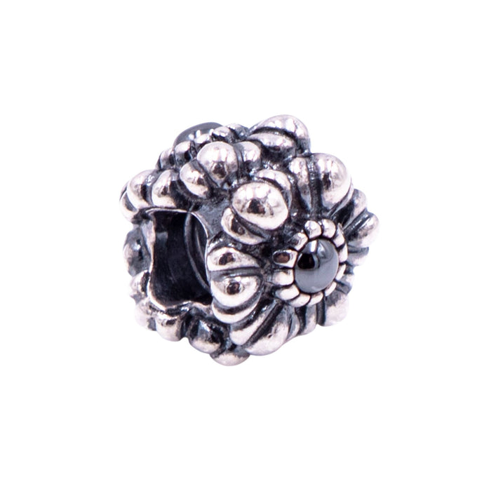 Pandora Retired March Birthday Blooms Sterling Silver Hematite Flower Charm