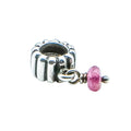 Pandora Retired October Pink Tourmaline Sterling Silver Birthstone Dangle Charm