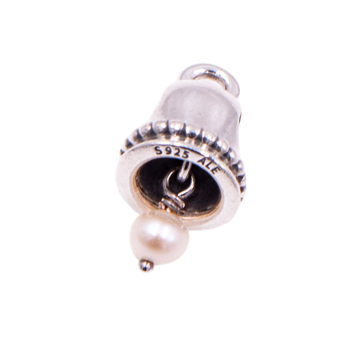 Pandora Retired Pearl Bell Sterling Silver Freshwater Pearl Dangle Charm