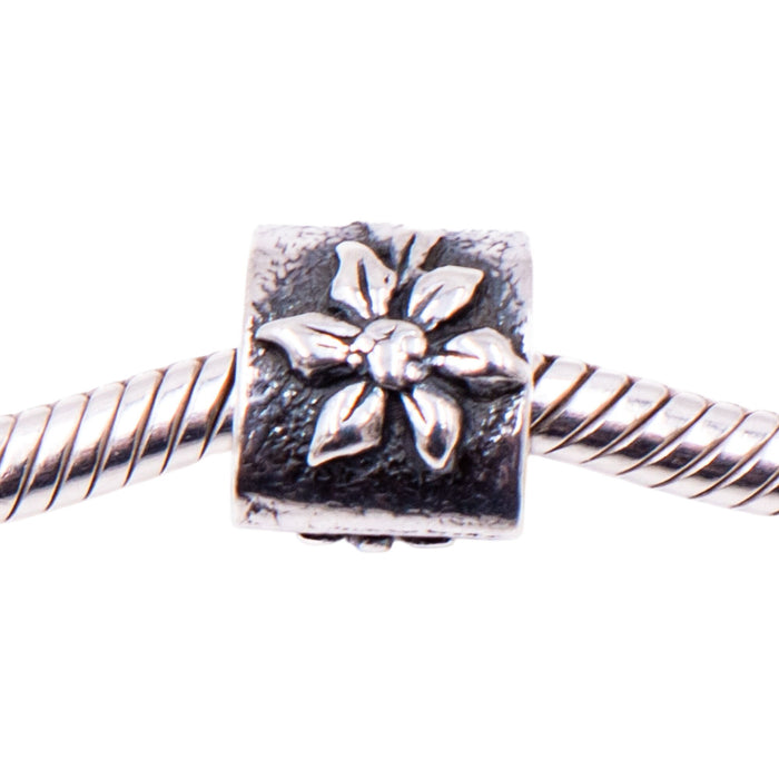 Pandora Retired Poinsettia Sterling Silver Charm Christmas Bead