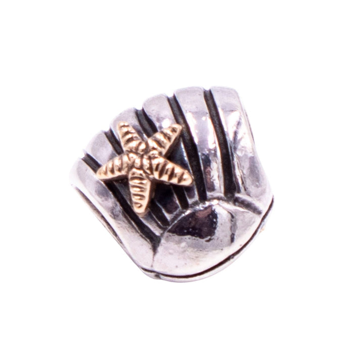 Pandora Retired Seashell Sterling Silver 14K Gold Starfish Ocean Charm
