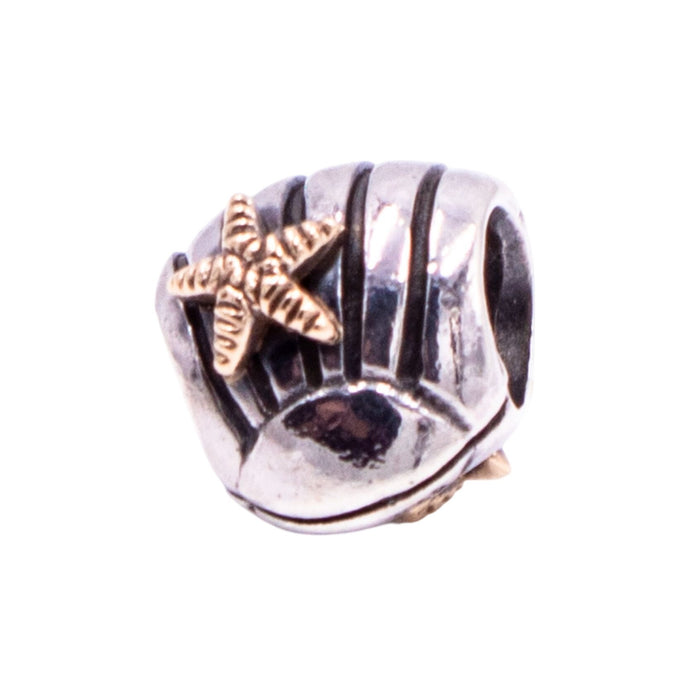 Pandora Retired Seashell Sterling Silver 14K Gold Starfish Ocean Charm