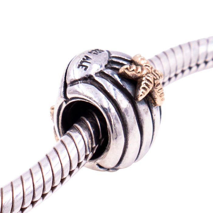 Pandora Retired Seashell Sterling Silver 14K Gold Starfish Ocean Charm