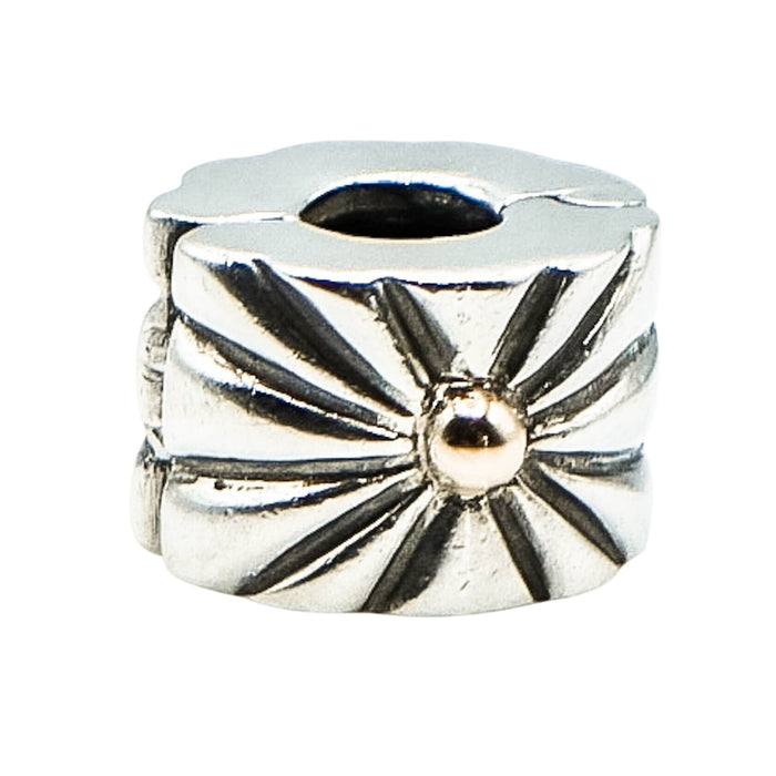 Pandora Retired Sunburst Clip Charm Sterling Silver with 14K Gold Accent